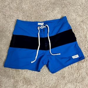 Saturdays New York Men’s Bright Blue & Black Unlined Boardshorts Size 30 NWOT